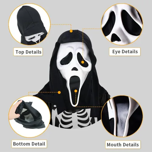 Vista 4 de Halloween Horror Mask, Scary Skull Full Head Mask, Scary Ghost Mask, Creepy Mask Suitable for Masquerade Party Props