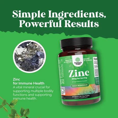 Vista 3 de Suplemento de apoyo inmunológico de zinc de 50 mg – Suplemento complejo de zinc para el sistema inmunológico y para mejorar el cabello, la piel