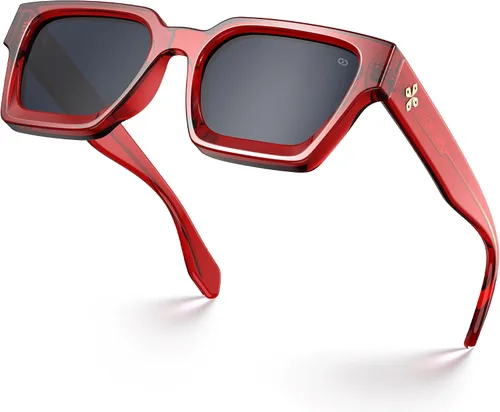Vista 22 de VISOONE Moda 100% UV400 Protección Rectángulo TR90 Y2K Gafas de sol Accesorios para Mujeres Hombres RIVER, Transparente/Gris Rosa