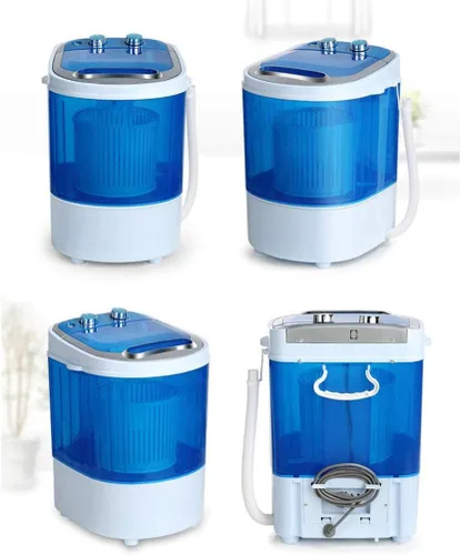 Vista 4 de YXCKG Mini lavadora con secadora giratoria, máquina de lavandería, nivel de agua ajustable, lavadora compacta con manguera de drenaje, para hogares