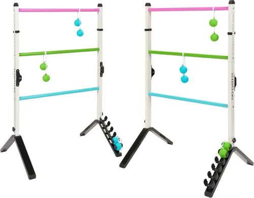 Vista 10 de EastPoint Go Gater Ladderball Set, 2 Steel Ladders, 6 Bolos, Outdoor Games Gris/Amarillo