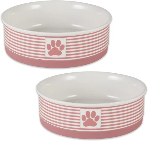 Vista 14 de Bone Dry Ceramic Stripe Paw - Cuencos para mascotas, aptos para lavavajillas, pequeños, 4.25 x 2, negro, 2