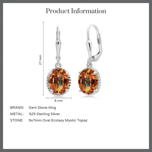Vista 92 de Gem Stone King Aretes colgantes de gota para mujer, plata de ley 925, piedra natal ovalada de 0.354 x 0.276 in, joyería fina, regalos para ella