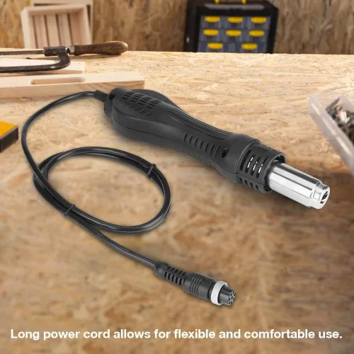 Vista 4 de Mango de pistola de soldadura, negro/plata Conductividad eléctrica Pistola de soldadura de aire caliente Pieza de mano para 858 858D 8858 8586 878