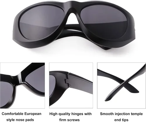 Vista 6 de SORVINO Gafas de sol ovaladas futuristas para mujeres y hombres, lentes envolventes de gran tamaño para mujeres y hombres, tonos beige y ros
