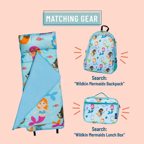 Vista 7 de Wildkin Paquete de mochila de 12 pulgadas con tapete de microfibra para siesta (sirenas)