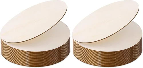 Vista 9 de 20 Piezas Discos de Madera Redondos de 12 Pulgadas para Manualidades, Audab Círculos de Madera Sin Acabar Redondos de Madera Recortes de Madera