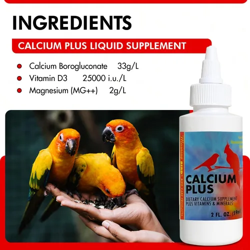 Vista 4 de Morning Bird Suplemento de calcio Plus para la salud aviar, fórmula líquida de calcio con magnesio y vitamina D3, 2 onzas líquidas