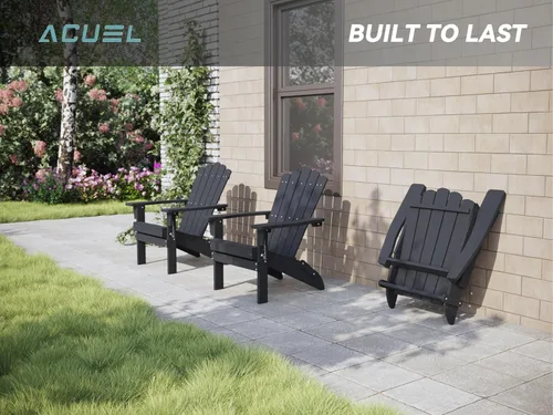 Vista 2 de Sillas plegables HDPE Adirondack, color negro, 1 pieza