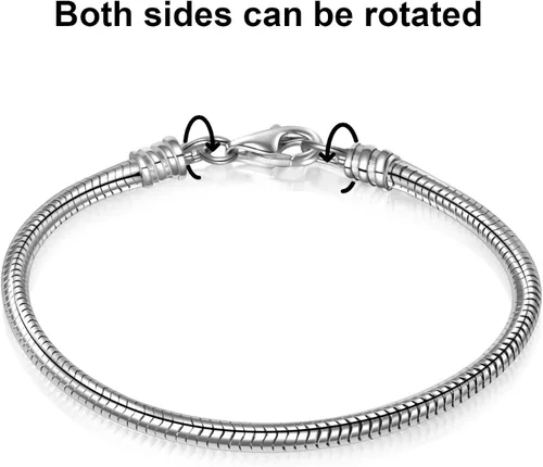 Vista 2 de Angemiel Brazalete de cadena europea tipo serpiente de plata esterlina 925 para dijes