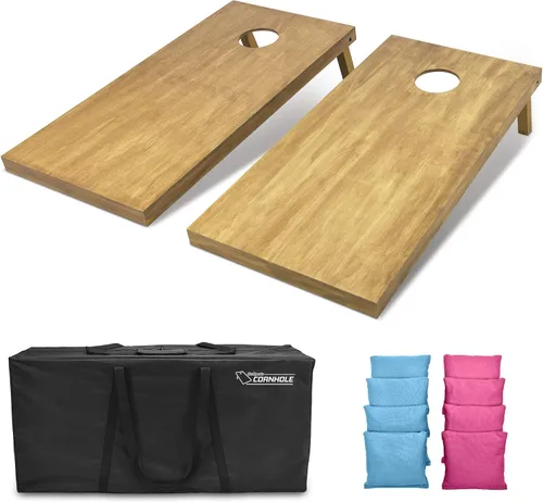 Vista 39 de GoSports 4 ft x 2 ft Regulation Size Wooden Cornhole Boards Set with Light Brown Finish - Includes Carrying Case and Bean Bags Negro- gris