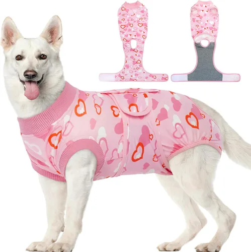Vista 75 de Kuoser Traje de cirugía para perro, cómodo traje de recuperación para perras, mameluco protector posoperatorio, alternativa suave al cuello E