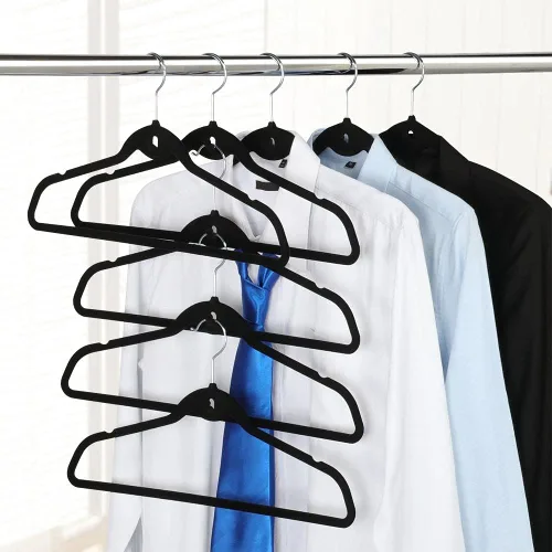 Vista 9 de Yaheetech Perchas de terciopelo antideslizantes en cascada – Resistentes – Perchas para trajes, ahorro de espacio, gancho giratorio de 360°