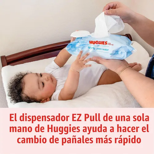 Vista 9 de Huggies Toallitas para bebés 99% de agua pura, sin perfume, 9 paquetes, 504