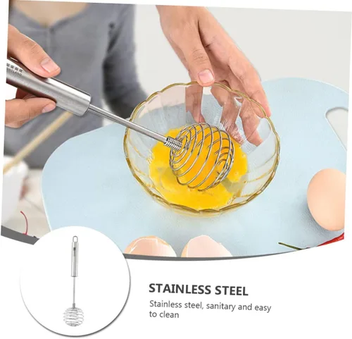 Vista 9 de SHOWERORO Mezclador de huevos de mano de acero inoxidable, agitador de cocina para hornear, gancho de almacenamiento, fácil de limpiar y diseño