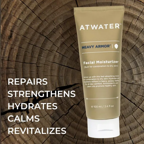 Vista 3 de ATWATER Heavy Armor - Hidratante facial para hombre, fórmula hidratante intensiva y antienvejecimiento con niacinamida y manteca de karité para piel