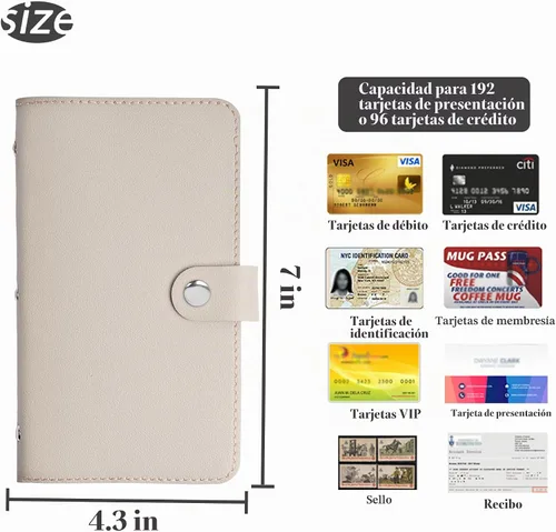 Vista 4 de lizimandu Libro Tarjetero para Tarjetas de Visita, Estuche Libro de Tarjetas de Visita de Cuero PU, Carpeta Organizadora para Tarjetas de 1-beige
