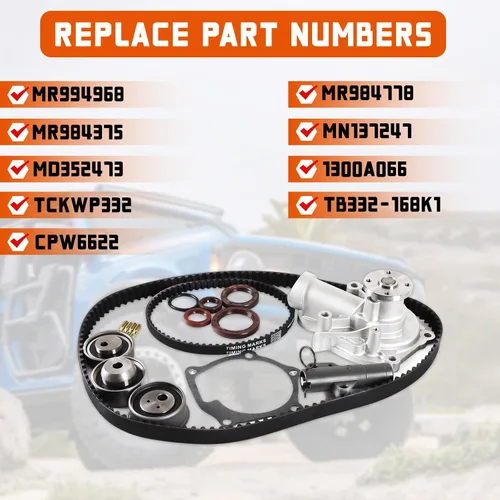 Vista 2 de Kit de correa de distribución con bomba de agua para Mitsubishi-Galant Lancer 2.4L L4 2004-2006, para 2006-2007 Eclipse 2.4L L4 piezas del mercado