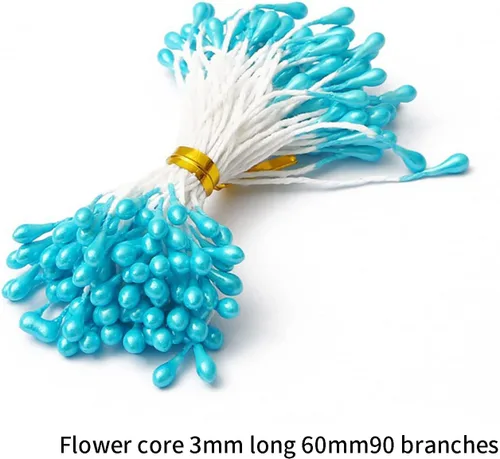 Vista 5 de 9 piezas de estambres de flores artificiales de doble cabeza, estambres de estambres hechos a mano, estambres florales hechos a mano, accesorios