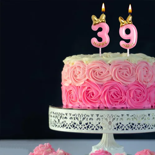 Vista 4 de Velas de cumpleaños número 39, color rosa 93 y 39 años de edad, velas de cumpleaños, decoraciones de fiesta de cumpleaños Rose Gold 39th 93rd