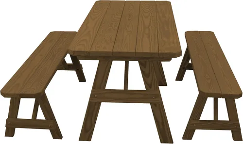 Vista 32 de Furniture Barn USA Pine - Mesa tradicional de 4 pies con 2 bancos, color negro