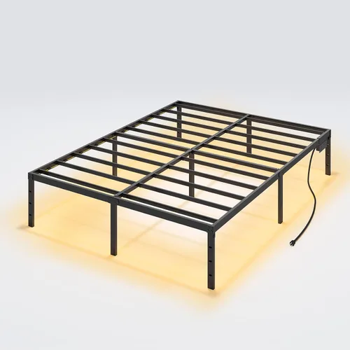 Vista 12 de Base de cama de tamaño individual, base de metal resistente y resistente, plataforma de 14 pulgadas de altura, fácil montaje, color negro, base