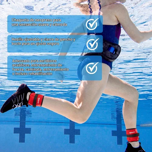 Vista 5 de Sporti Fitness Ankle Weights Aqua Belt Pool Exercise for Women & Men Pesas de tobillo - Azul - 5 lb