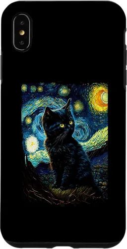 Vista 7 de iPhone 15 Starry Night Cat Van Gogh Cat Lover Cat Lover Cat Mom Cat Dad Case
