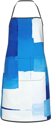 Vista 22 de Delantal azul y rosa con bolsillos, delantales resistentes a las gotas de agua para mujeres y hombres, delantal ideal para uso doméstico