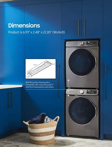 Vista 4 de Samsung SKK8K - Kit de apilamiento de 27 pulgadas y almohadillas antivibración para lavadora Ideaworks JB6368, 1 paquete, negro, 4