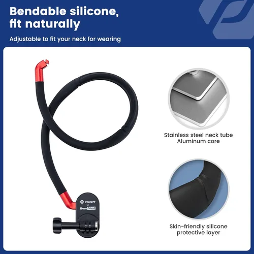 Vista 5 de Fotopro Soporte para selfie con clip para cuello POV, kit de montaje vertical, soporte de cuello de silicona flexible para teléfono con cámara
