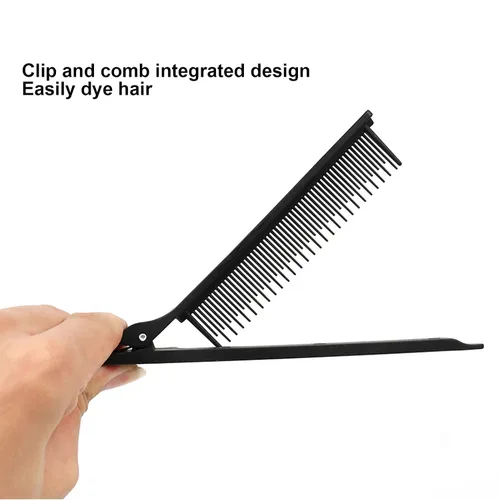 Vista 5 de Peine de clip destacados, peine de clip de resaltado,Rat Tail Teasing Clip Comb Profesional Negro Peluquería de plástico resaltado peine herramienta