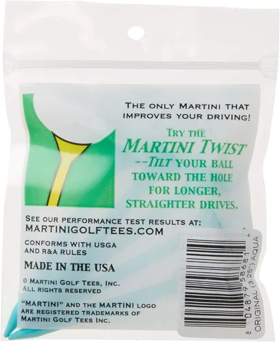 Vista 3 de Martini, paquete de 5 tees de Golf plásticos y durables de 3-1/4 pulgadas (colores surtidos), Azul