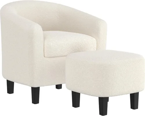 Vista 11 de Yaheetech Silla de Terciopelo Barril, Silla Decorativa Tapizada de Club, Silla Redonda con Cojín Suave para Sala de Estar, Dormitorio, Sala