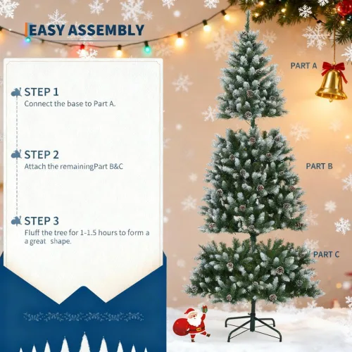 Vista 7 de GAOMON 7.5FT Pre-Lit Flocked Artificial Christmas Tree, 450 Lights Type 12