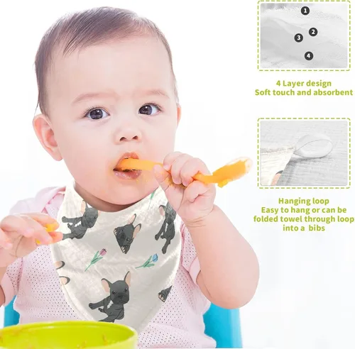 Vista 4 de Toallas de algodón para bebé, toallas de baño unisex para recién nacidos, toallitas naturales para piel delicada, 11.8 x 11.8 pulgadas, paquete de 5