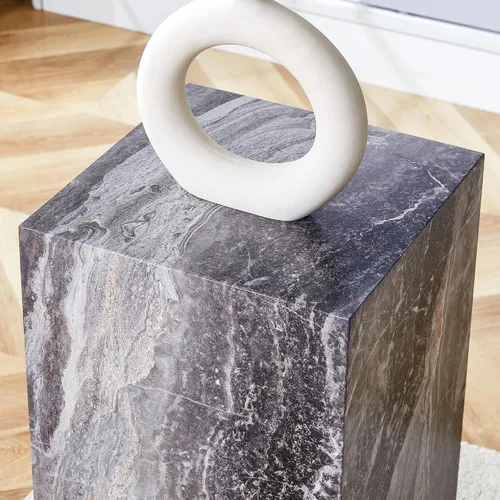 Vista 6 de WILLIAMSPACE 11.81" Square Wood Side Table for Living Room, No Assembly 11.81"*19.69"h-gray Textured