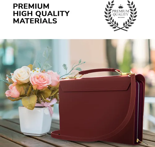 Vista 11 de DEHITE Funda para la Biblia para mujer, bolsa de transporte para la Biblia, ranuras para bolígrafos, bolsillo con cremallera, correa para el hombro