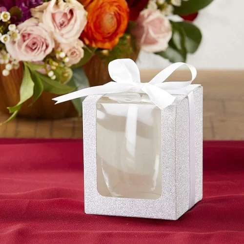 Vista 9 de Kate Aspen, Caja de regalo dorada brillante, regalo o recuerdo de fiesta, puede contener copas de vino sin tallo de 9 onzas (juego de 12)