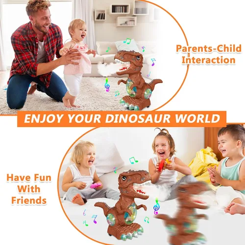 Vista 3 de Juguetes de dinosaurio para niños de 3 a 4 años, juguete de música de rugido y luces para niños y niñas, juguete de dinosaurio en movimiento