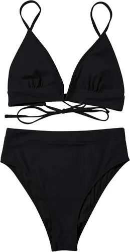 Vista 9 de RUUHEE Conjunto de bikini para mujer, parte superior en V profundo, traje de baño de 2 piezas
