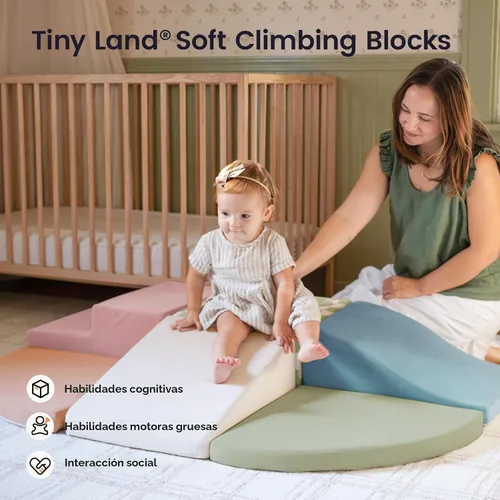 Vista 2 de Tiny Land - Juego de 6 bloques de espuma suave para escalar para niños pequeños, bloques de espuma para bebés, juguetes de escalada para parque