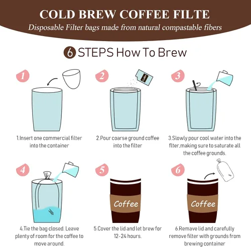Vista 4 de Tegeme 150PCS Brew Bags, 16" x 12" Large Commercial Cold Coffee Filters Non Woven Filters Bags Fits 5 Gallon Cold Brew System for Restaurants Home