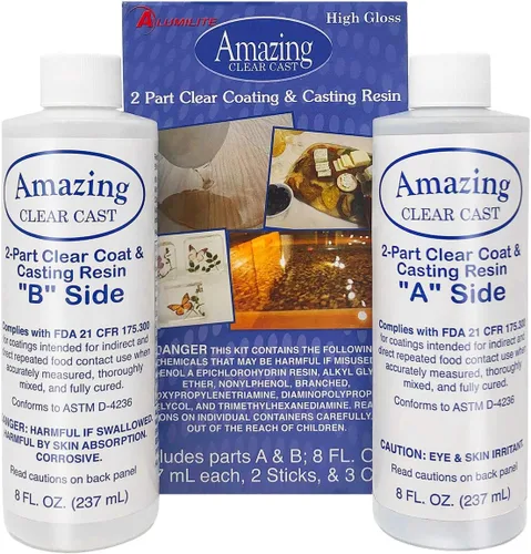 Vista 2 de Increíble kit de resina epoxi fundida transparente por Alumilite, vertido profundo con 20 vasos de mezcla de plástico desechables y varillas