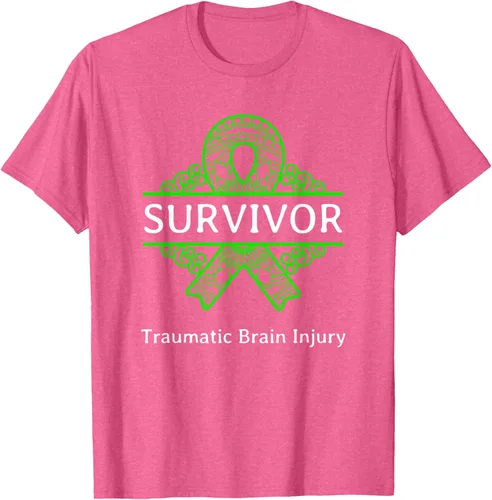 Vista 37 de Camiseta de concientización traumática con cinta verde para supervivientes de lesiones cerebrales, Negro, S