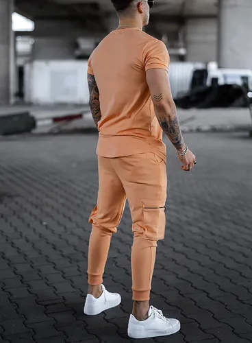Vista 3 de IWQBQ Conjunto de camiseta y pantalones para hombre, conjunto de dos piezas, entrenamiento de fitness, trajes deportivos casuales
