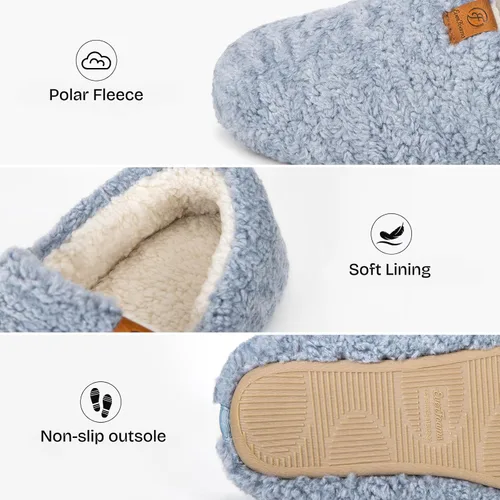 Vista 4 de EverFoams Pantuflas suaves y rizadas para mujer, de espuma viscoelástica, ligeras, cómodas, con forro polar