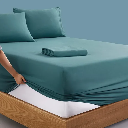 Vista 162 de Manyshofu Juego de sábanas de tamaño individual con bolsillos extra profundos, sábanas y fundas de almohada de 1800 hilos de lujo para hotel, juego