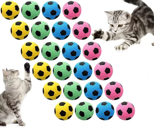 Vista 5 de YnFag Pelotas de fútbol de espuma para gatos de interior Pelotas de gato (fútbol 12)