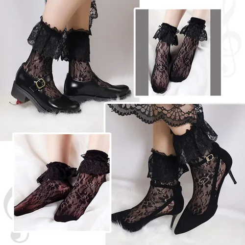 Vista 5 de Lovful Conjunto de 2 pares de calcetines de encaje para mujer